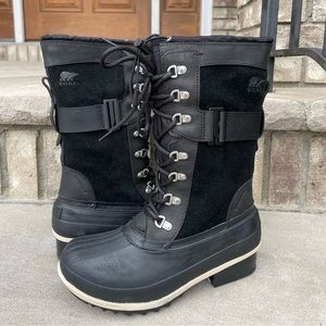 SOREL SLIMPACK III TALL 7.5 Women's Outdoor Boot Black Leather Lace Up New